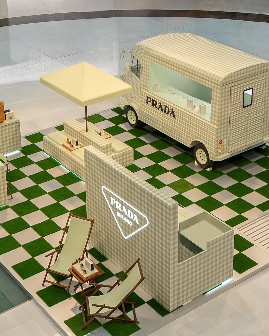 A picnic-inspired Prada pop-up has opened in Dubai Mall