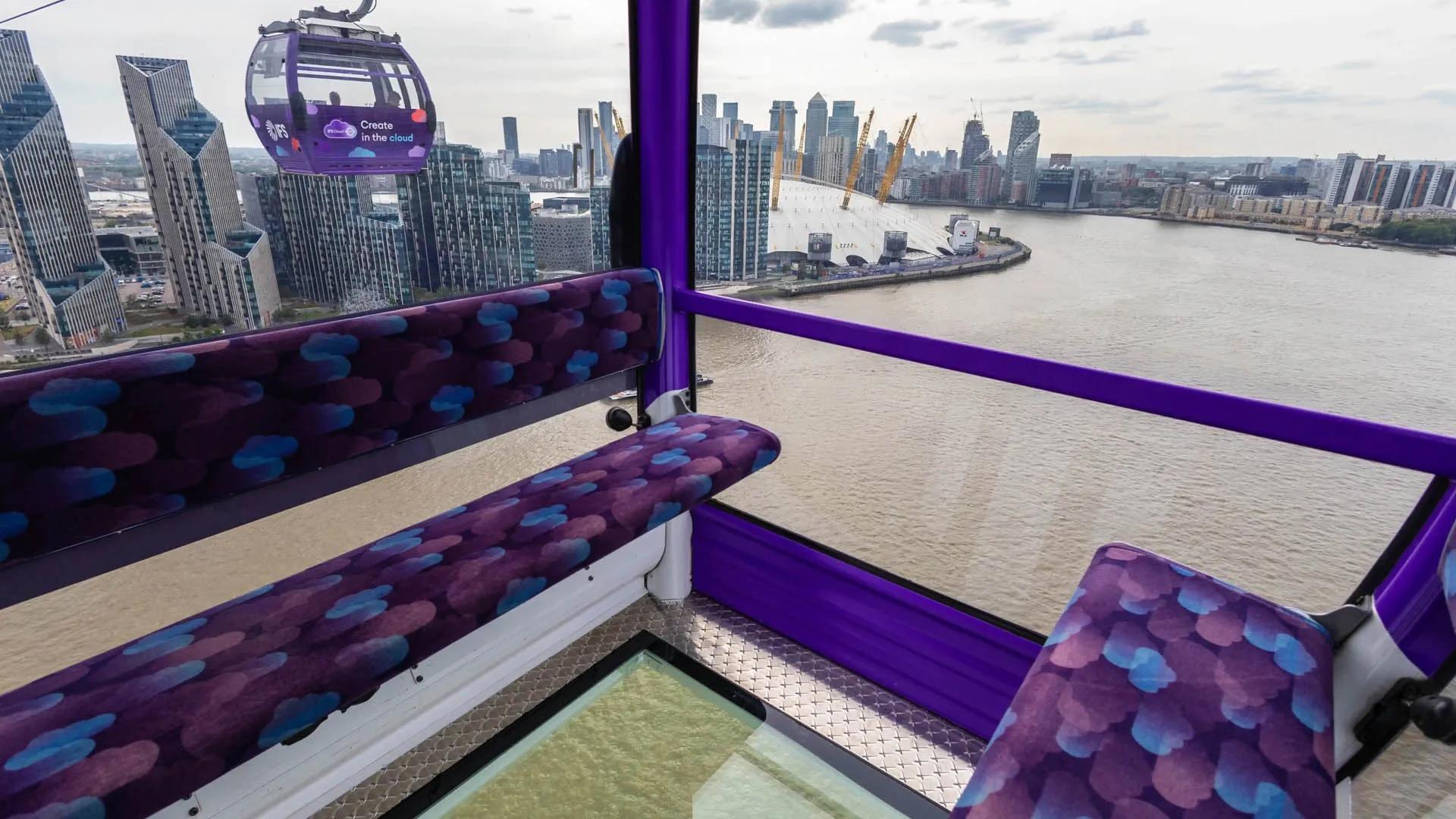 London’s IFS Cloud Cable Car launches glass-floor cabins